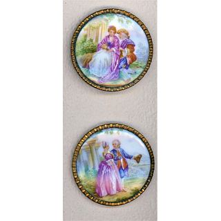 A Pair Of Hand Painted Porcelain 19Thc. Buttons