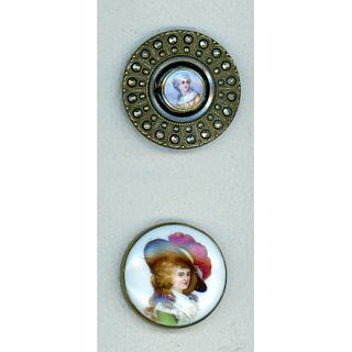 A Couple Of Hand Decorated 19Th C. Porcelain Buttons