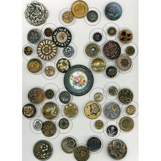 A Large Card Of Floral Buttons In Assorted Materials.