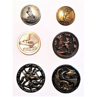 Small Card Of Assorted Metal Pictorial Buttons