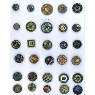 Small Card Of Late 19Th C. Celluloid Buttons