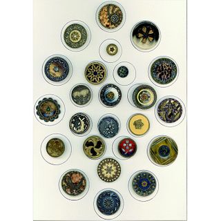 A Full Card Of Victorian Persiod Celluloid Buttons