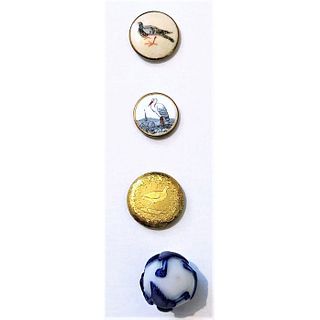 Small Card Of Assorted Material Bird Buttons