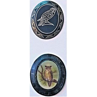 A Pair Of Owl Buttons By Kay Ferguson