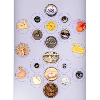 A Full Card Of Assorted Material Swan Buttons