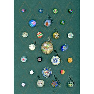 Full Card Of Assorted Artist Paperweight Glass Buttons