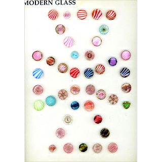 Full Card Of Modern West German 1940'S Glass Buttons