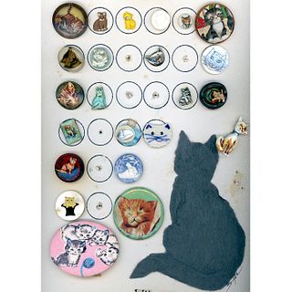 A Partial Card Of Assorted Material Cat Buttons