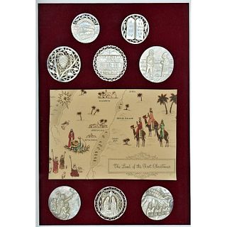 A Full Card Of Carved Bethlehem Pearl Buttons