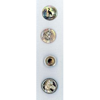 Four Assorted Pearl Buttons In Different Techniques