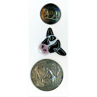 A Small Card Of Assorted Buttons Depicting Cows