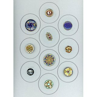 Small Card Of Assorted Technique  Enamel Buttons