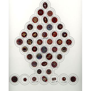 A Full Card Of Div 1 Ruby Red Glass Buttons