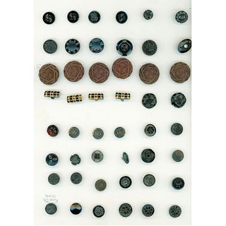5 Cards Of Div 1 And 3 Assorted Black Glass Buttons
