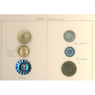 Small Card Of 18Th Century Assorted Metal Buttons