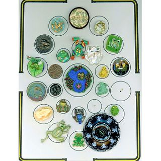 Card Of Assorted Material Buttons Depicting Frogs-Cool