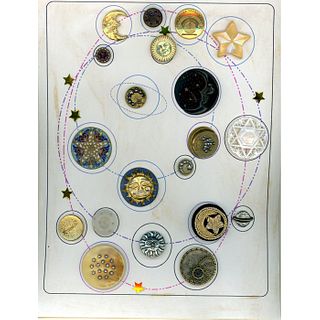 Card Of Asst'D Material Div 1 & 3 Astrological Buttons