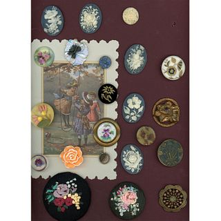 Card Of Assorted Material, Assorted Flower Buttons