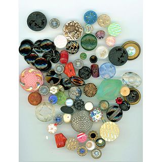 Bag Lot Of Assorted Div 1 And 3 Glass Buttons