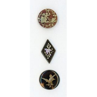 A Small Card Of Assorted Inlay Horn Buttons