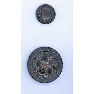 A Small Card Of Assorted Metal Inset Horn Buttons