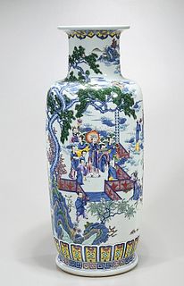 Tall Chinese Wucai Porcelain Vase