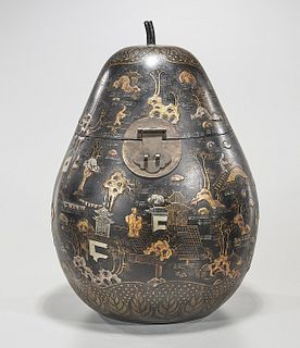 Chinese Lacquered Pear-Shaped Covered Box