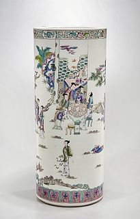 Chinese Enameled Porcelain Scroll Stand