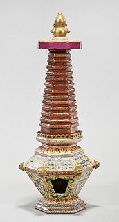 Chinese Enameled Porcelain Miniature Shrine