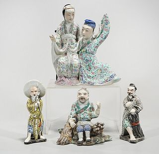 Group of Four Enameled Porcelain Figures