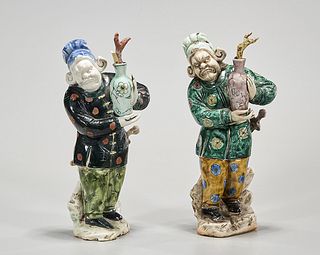 Two Chinese Enameled Porcelain Guardians