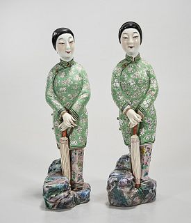 Two Chinese Enameled Porcelain Figures