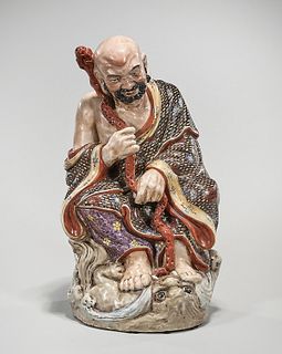 Chinese Enameled Porcelain Lohan Figure
