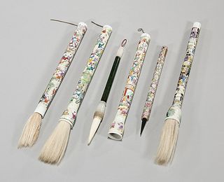Group of Six Chinese Porcelain Brushes