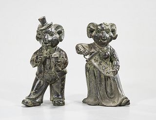 Pair Chinese Metal Anthropomorphic Figures