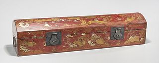 Chinese Hinged Lid Red Lacquered Box