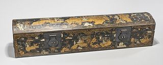 Chinese Hinged Lid Black Lacquered Box