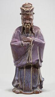 Chinese Purple Splash Glazed Porcelain Figure
