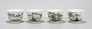 Group of Four Chinese Enameled Porcelain Cups