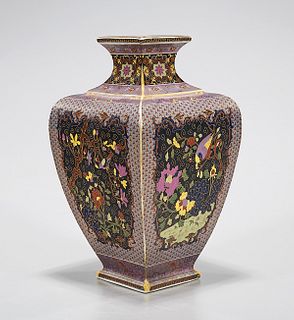 Chinese Enameled Porcelain and Painted Four-Faceted Vase