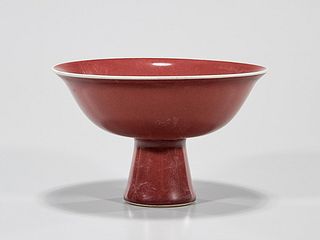 Chinese Oxblood Porcelain Stem Cup