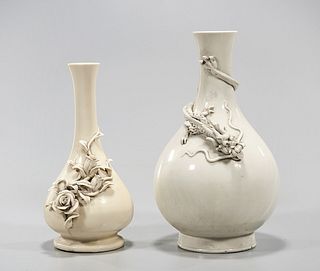 Two Chinese White Glazed Porcelain Vases