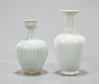 Two Chinese Monochrome Glazed Porcelain Vases