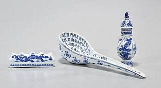 Group of Three Chinese Blue and White Porcelains