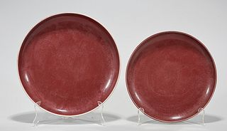 Two Chinese Oxblood Porcelain Chargers