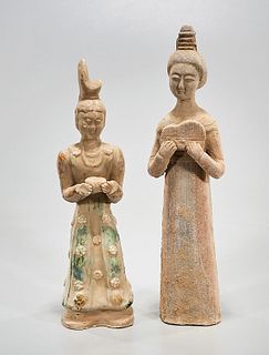 Two Chinese Tang-Style Pottery Ladies
