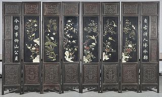 Chinese Eight Panel Painted Wood Screen