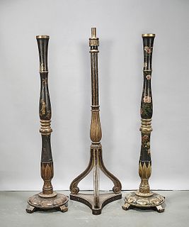 Three Chinese Gilt and Polychrome Painted Wood Stands