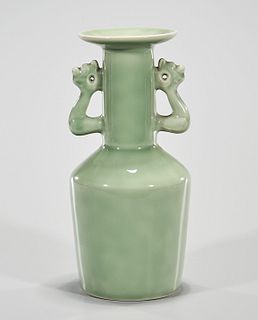 Chinese Green Glazed Porcelain Mallet Vase