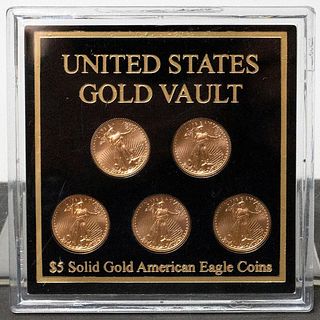 Five (5) 2006 1/10 OZ American Eagle Gold Coin Uncirculated